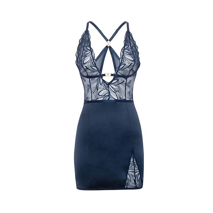 V-Plunge Babydoll-Navy