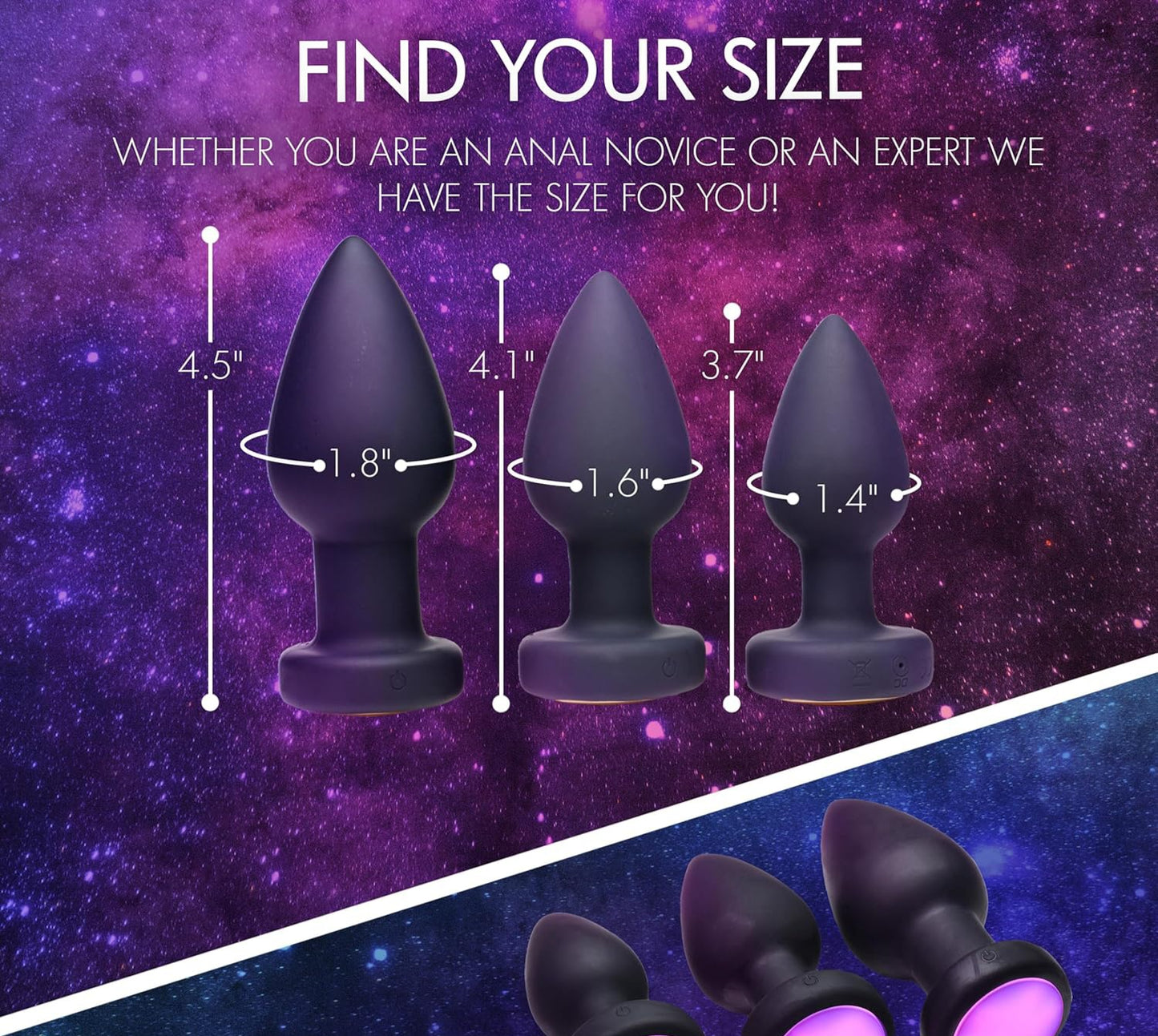 Silicone Vibrating LED Anal Plug-Large