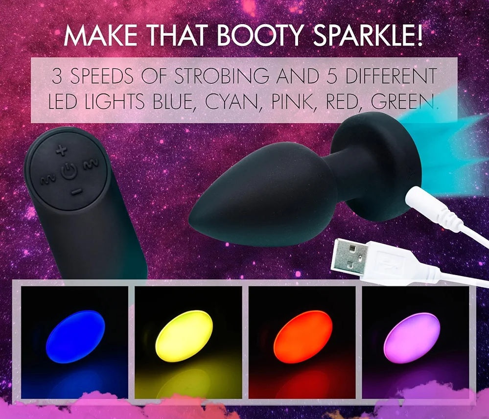 Silicone Vibrating LED Anal Plug-Large