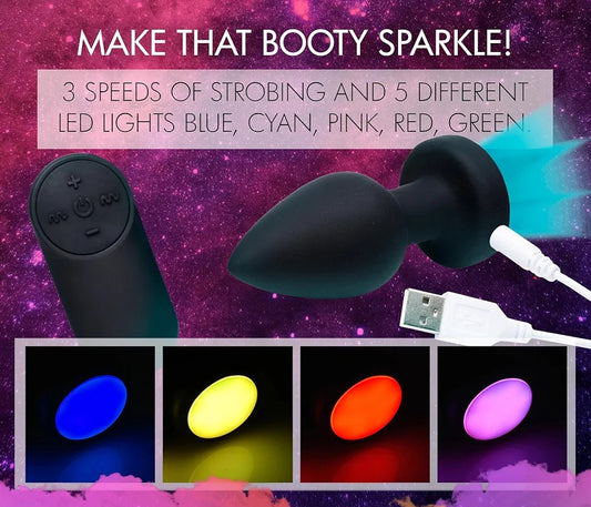 Silicone Vibrating LED Anal Plug-Large
